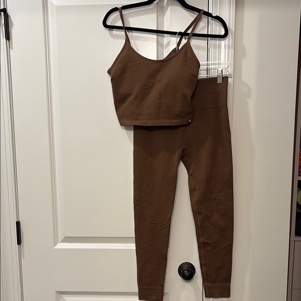 JoyLab Brown Leggings and Crop Top Set